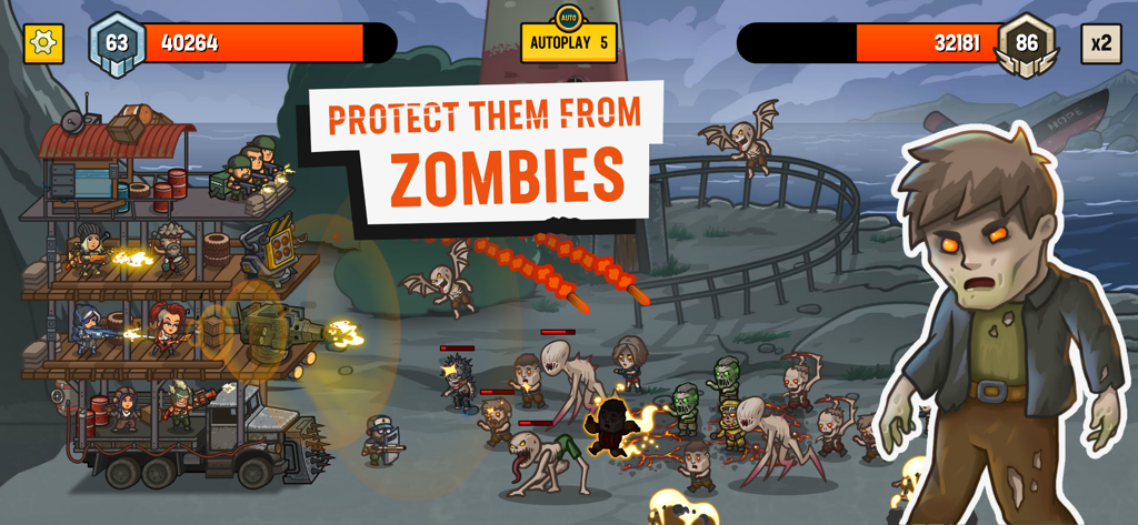Camp Defense - Uma batalha estratégica em Camp Defense onde sobreviventes em um caminhão fortificado lutam contra uma horda de zumbis