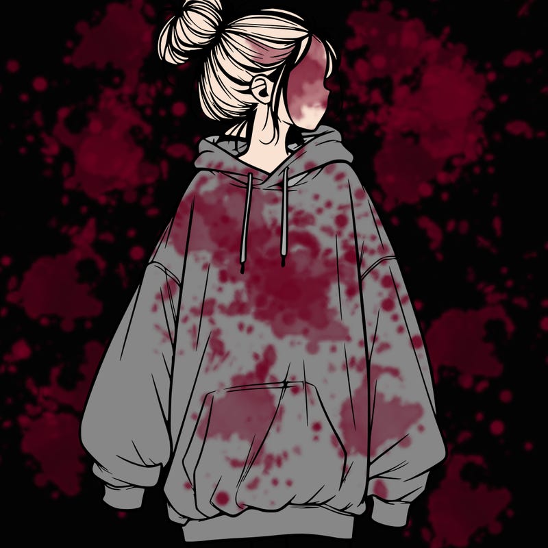 realistic girl with a oversized sweatshirt on and a bun