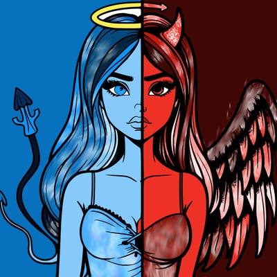 devil vs angel realistic girl