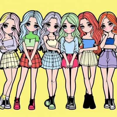 a group of girls realistic