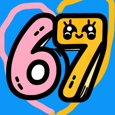 the numbers 67