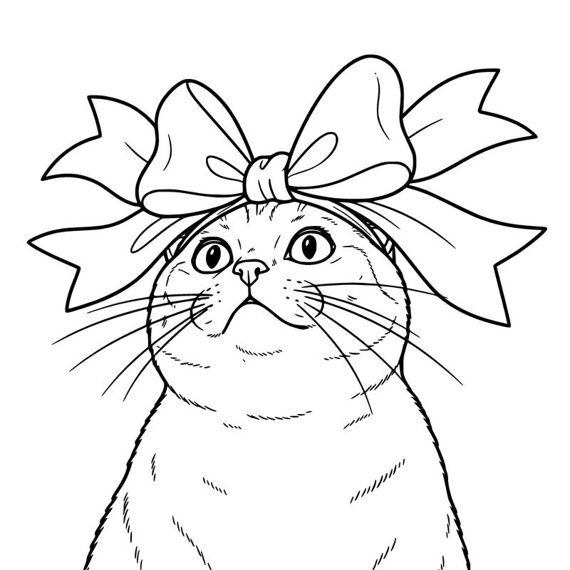 cat with a big bow on her head
