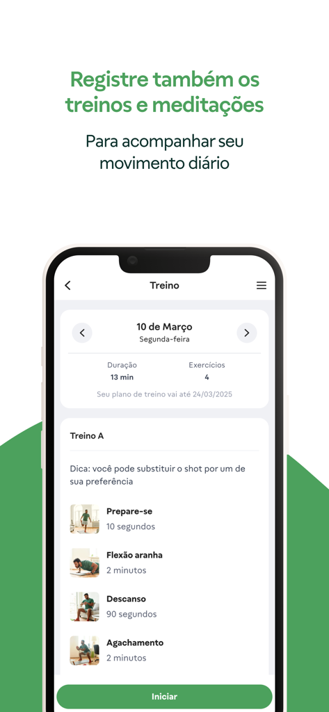 Programa Mais Saúde (Vitat) - Vitat app workout interface displaying daily exercise routine and movement tracking