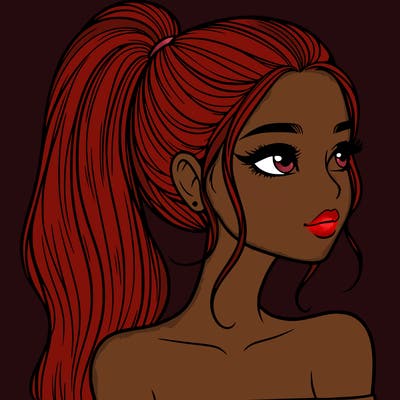 a beautiful and realistic girl with a high pony tail