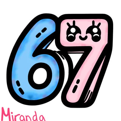 the numbers 67