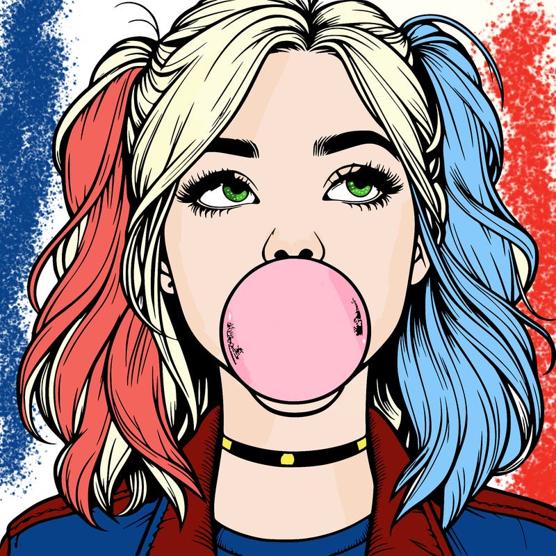 realististic girl blowing bubble -gum