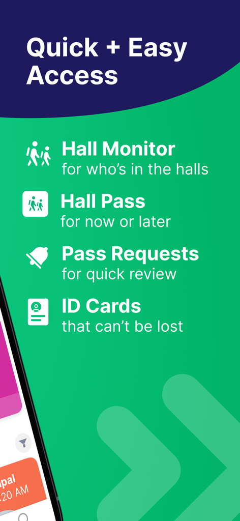 SmartPass Mobile - SmartPass Mobile app dashboard showing features for hall monitor hall passes pass requests and digital id cards