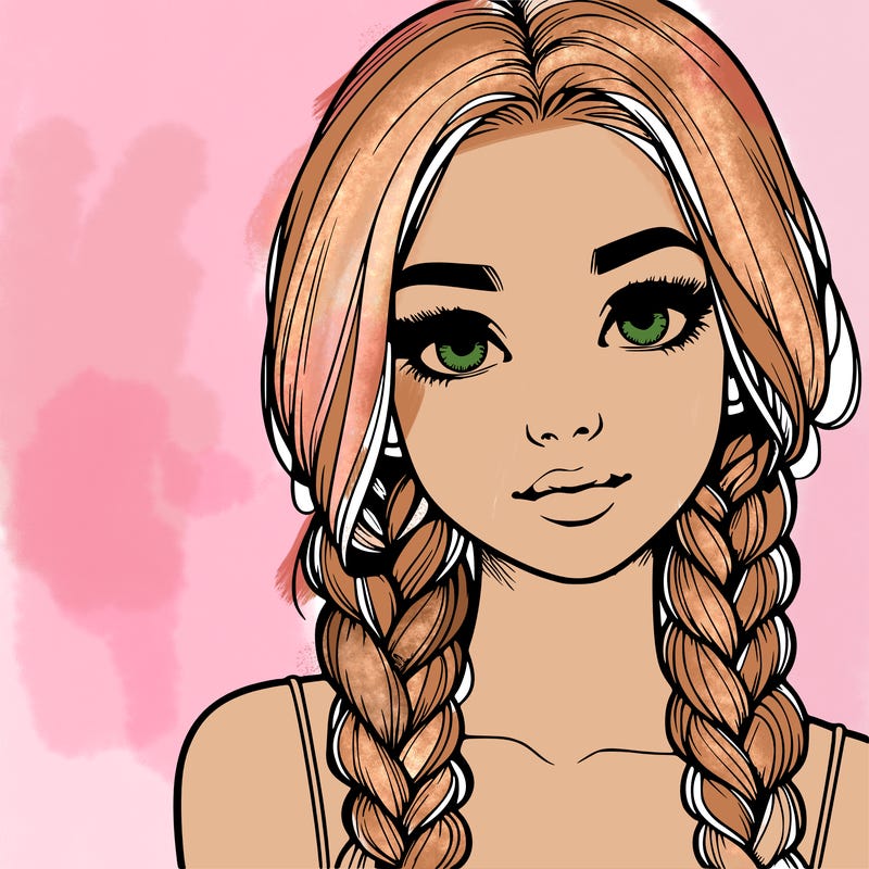 realistic girl with braids