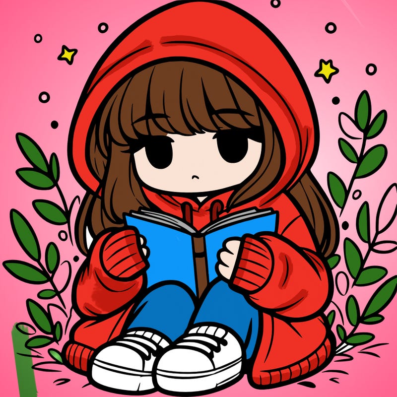 girl in oversized hoodie reading a book