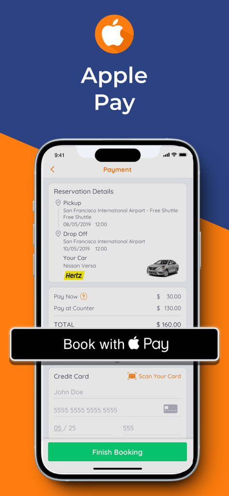 Carla - Cheap Car Rental Deals - Carla app payment screen showing car rental reservation details and Apple Pay checkout option