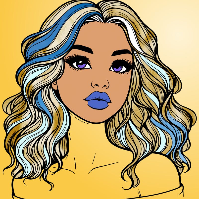 realistic girl with wavy hair and lips