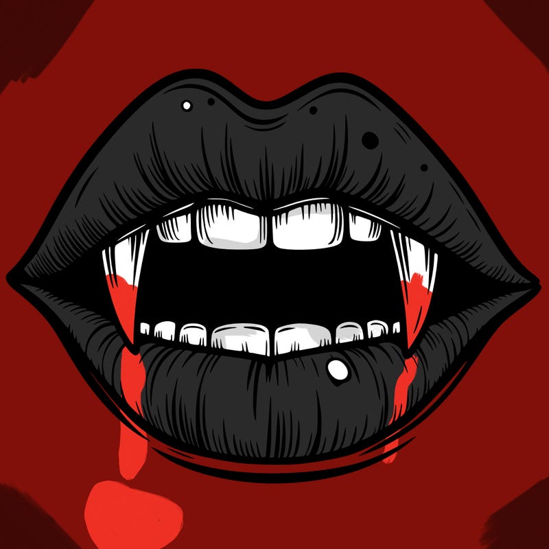 lips with vampire teeth