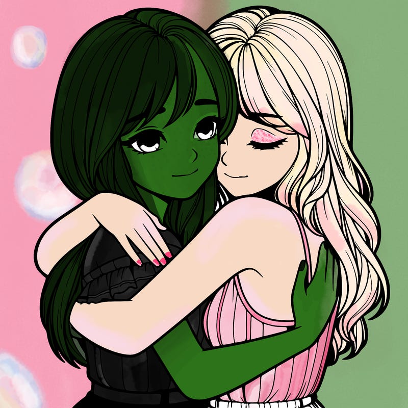 realistic girls hugging