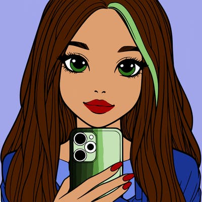 realistic girl with a phone