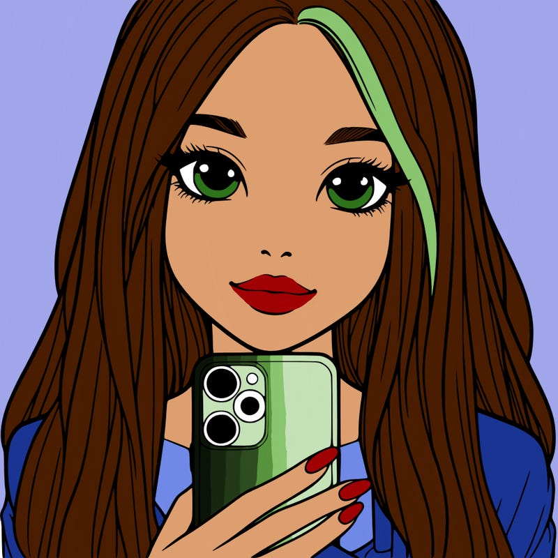 realistic girl with a phone