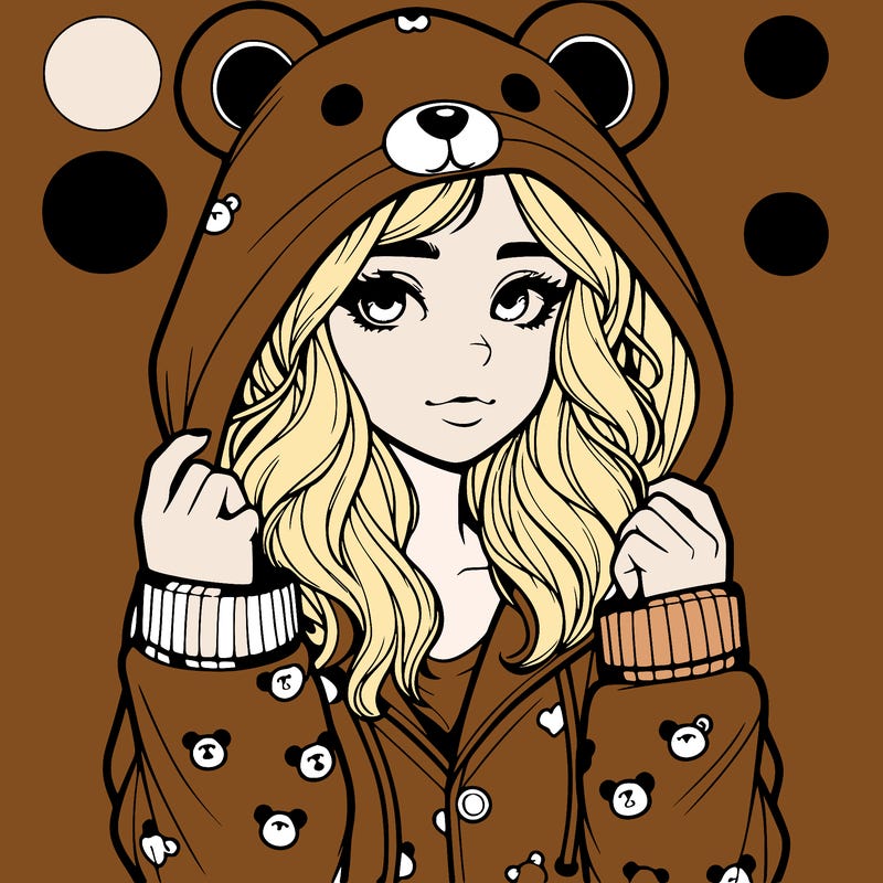 realistic girl in a animal pjs hoodie