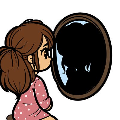girl looking at her reflection