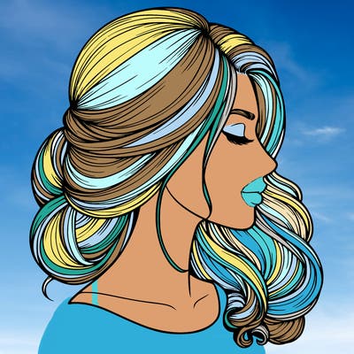 realistic woman's head & hair