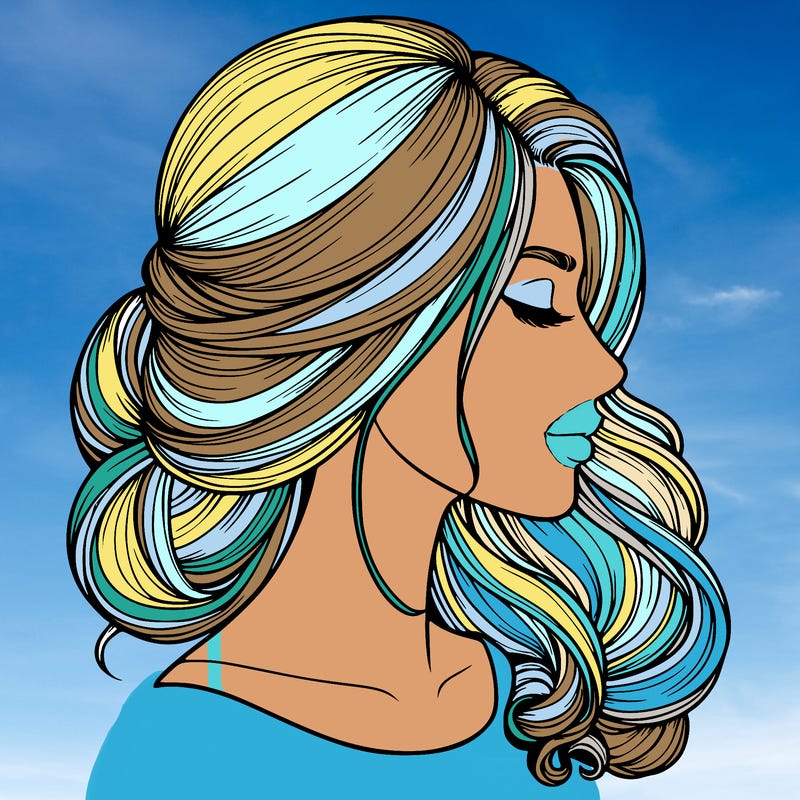 realistic woman's head & hair