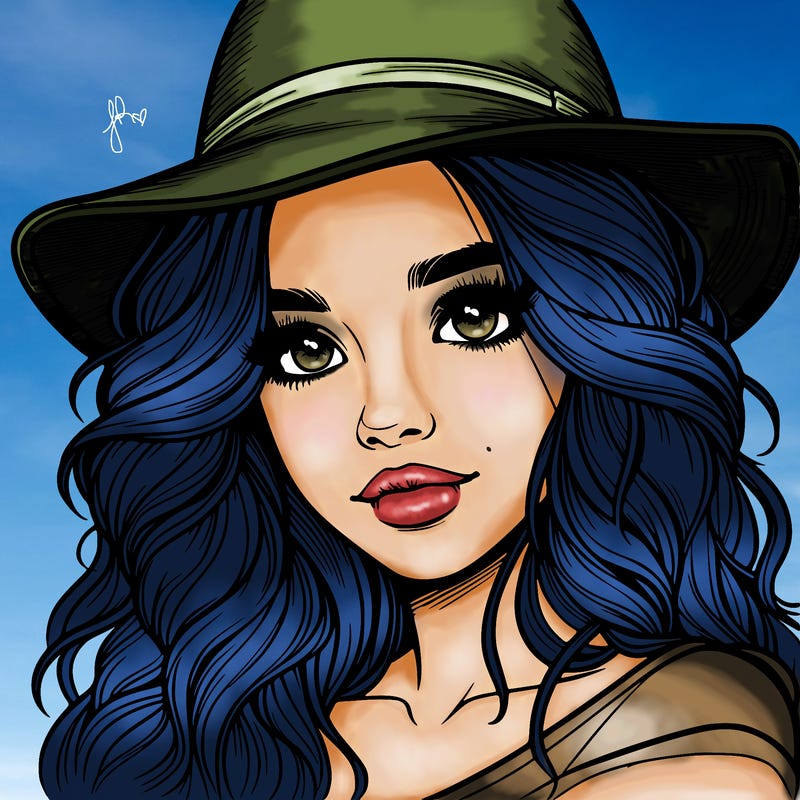 realistic girl with hat