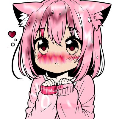 shy anime catgirl