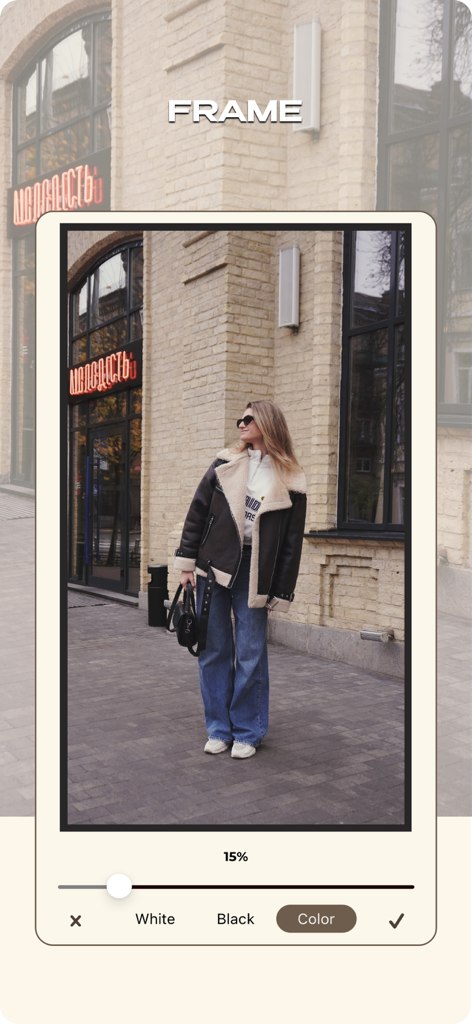 Foto de estilo de vida con un marco minimalista en el editor de fotos MULI