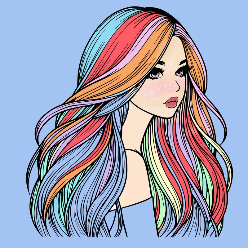 realistic girl with long realistic hair