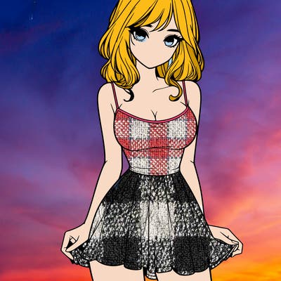 realistic girl in short dress