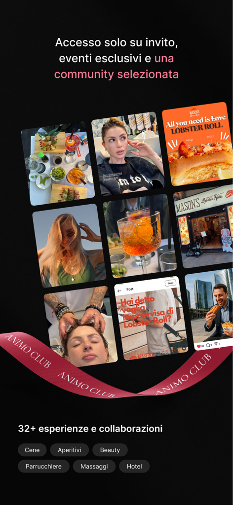 Animo Secret Club - A showcase of influencer collaborations and exclusive lifestyle experiences within the Animo Secret Club app