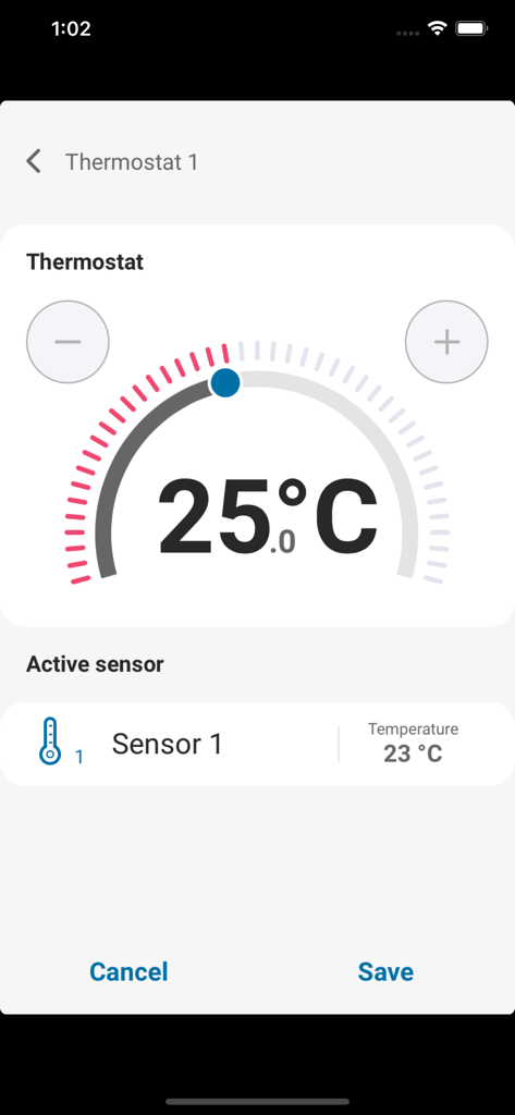 Protegus 2 - Interface do aplicativo Protegus 2 para controle remoto de termostato inteligente e temperatura da casa