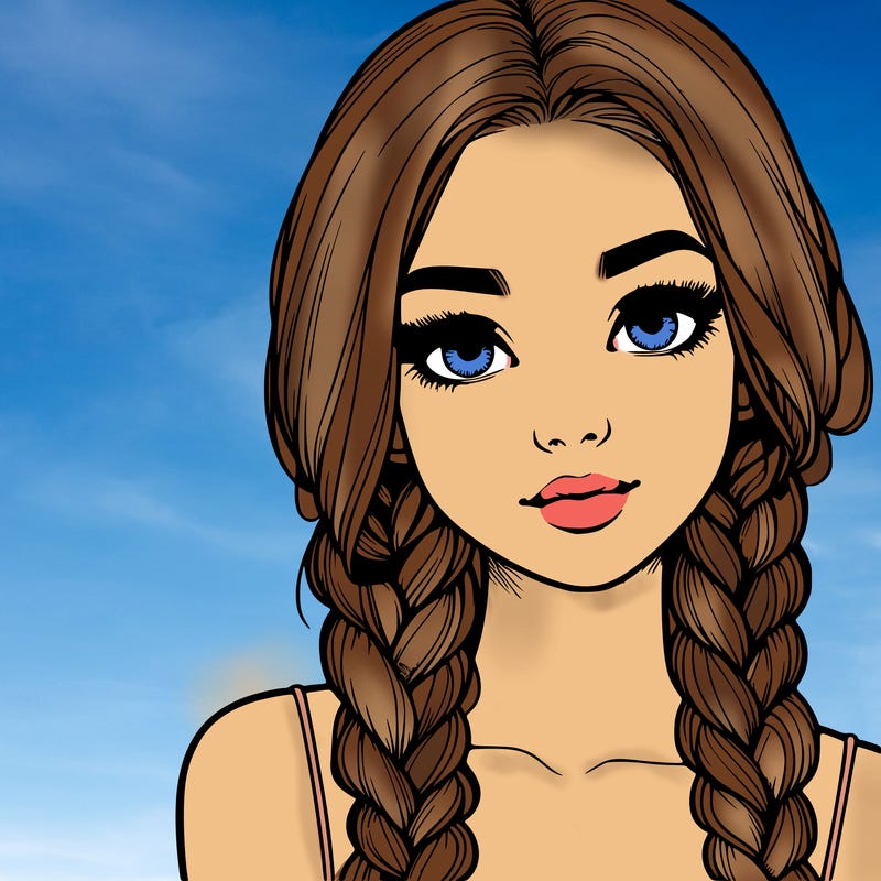 realistic girl with braids