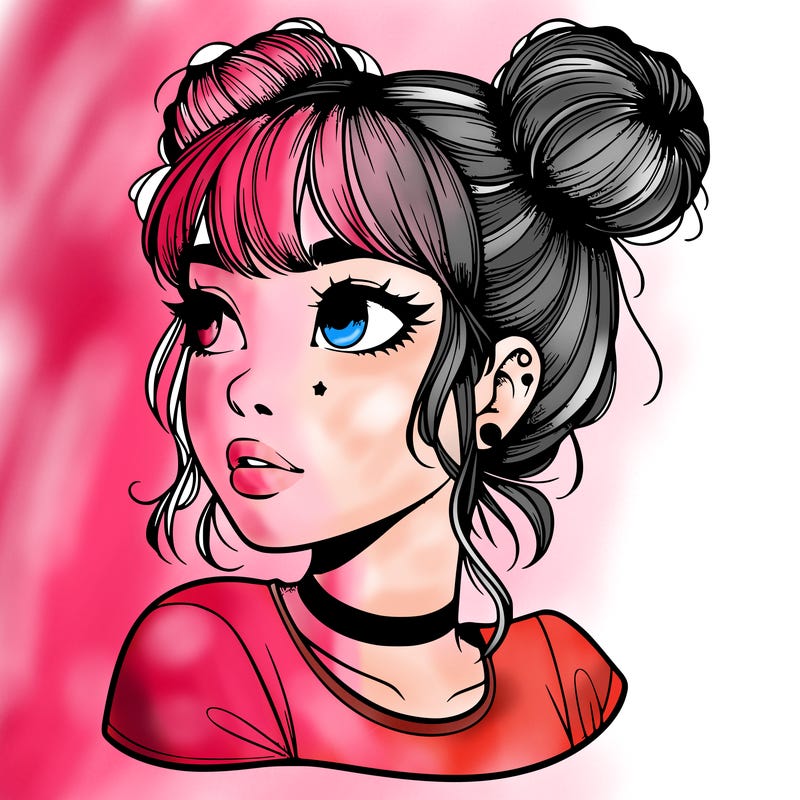 realistic girl with spacebuns