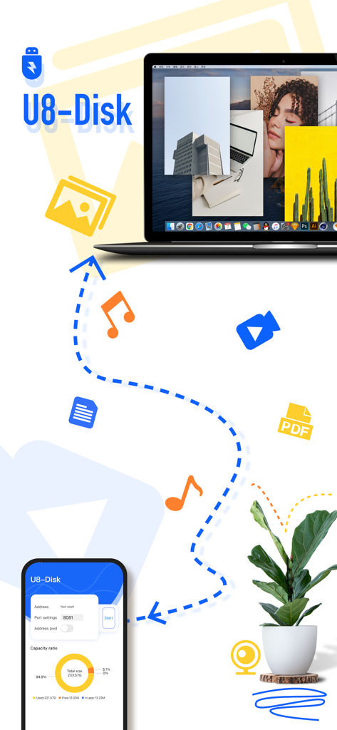 Transferencia de archivos inalámbrica entre iPhone y portátil a través de la aplicación U8-Disk