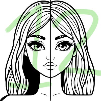 realistic girl half realistic girl half split