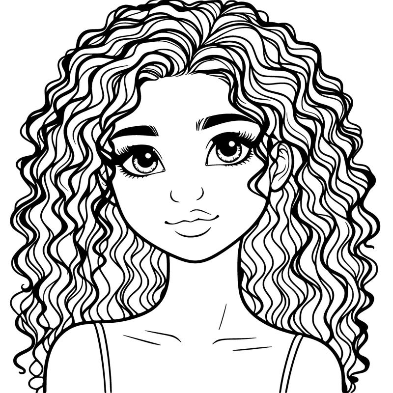 realistic girl with curly hair