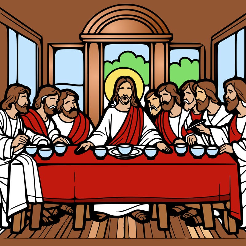 jesus shares the last supper with twelve apostles