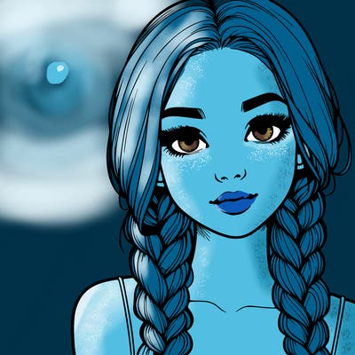 realistic girl with braids