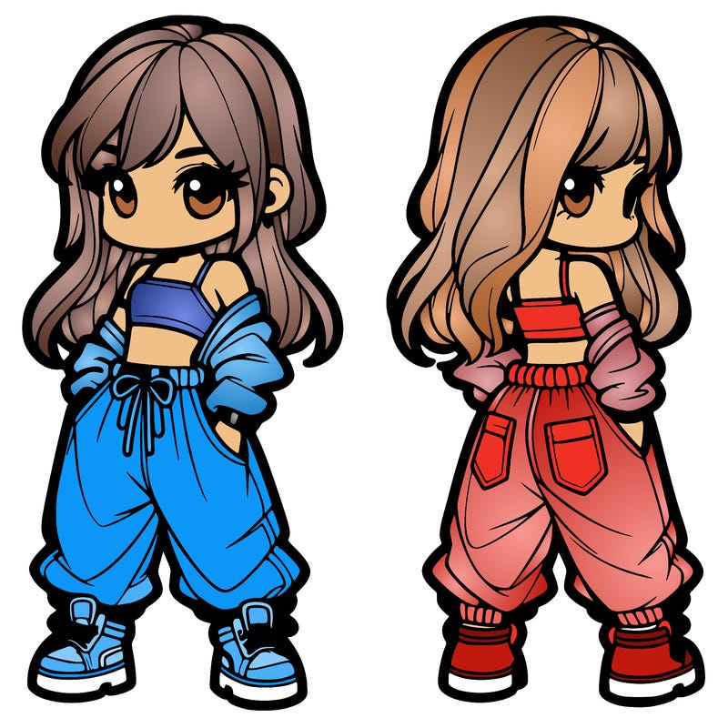 girl in crop top and baggy pants