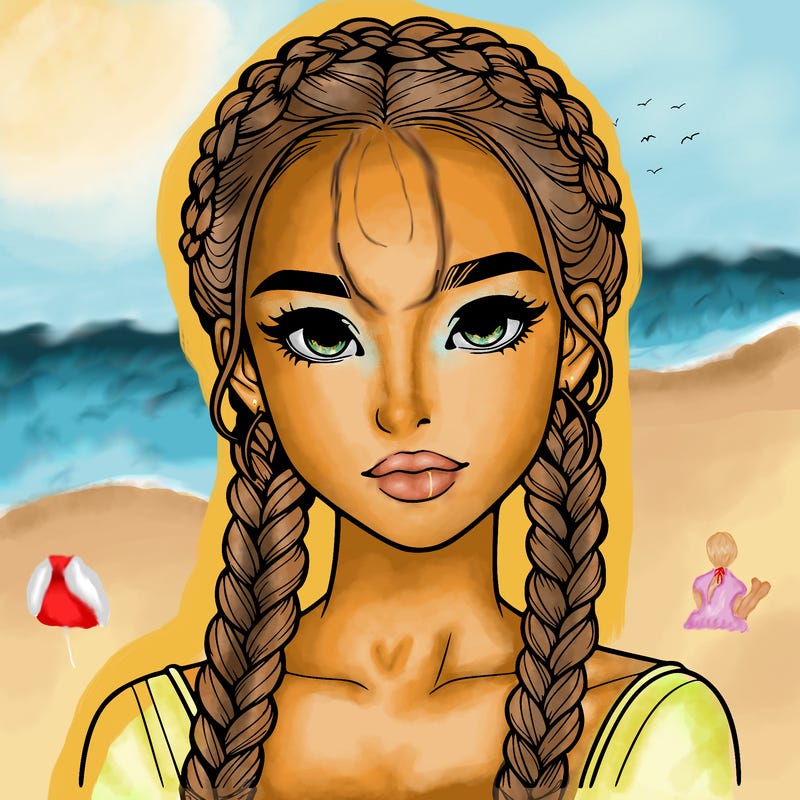 realistic girl with braids