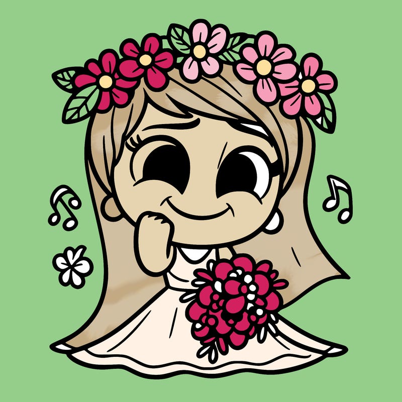 joy from inside out girl with flowers for a wedding day