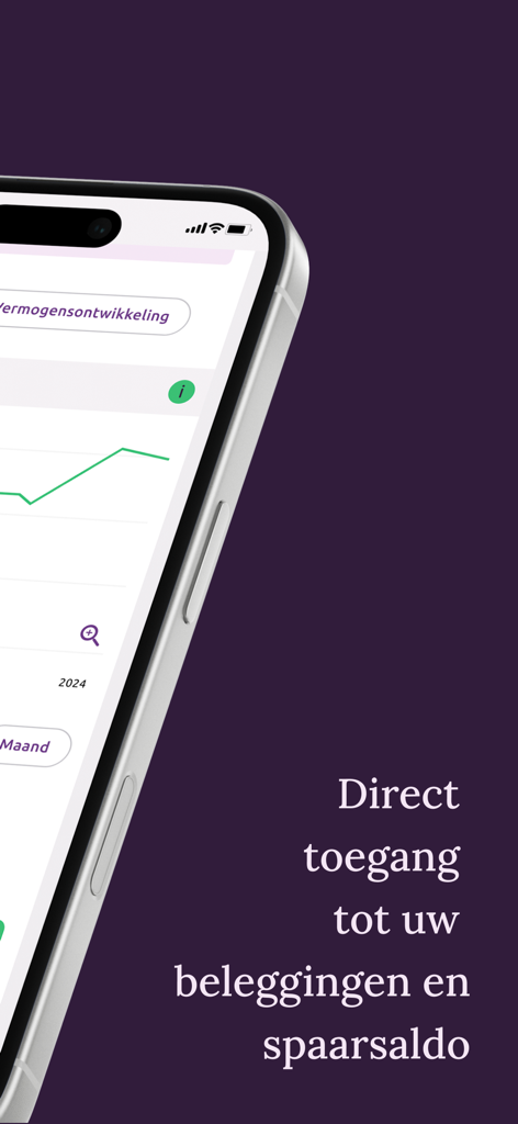 Mijn Evi - Aplicación móvil Mijn Evi que muestra un gráfico de desarrollo de patrimonio en un iPhone