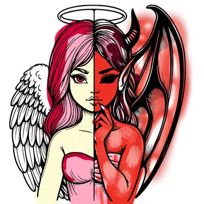 realistic angel half demon