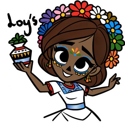 a disney style day of the dead woman.