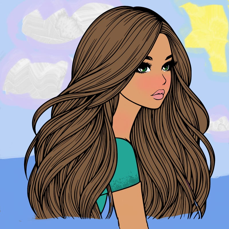 realistic girl with long realistic hair