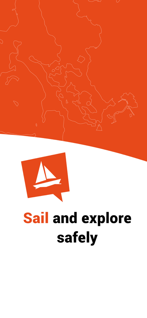 Pantalla de introducción de la aplicación Zegluj con icono de velero y texto navegar y explorar de forma segura