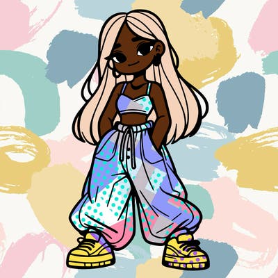 girl in crop top and baggy pants