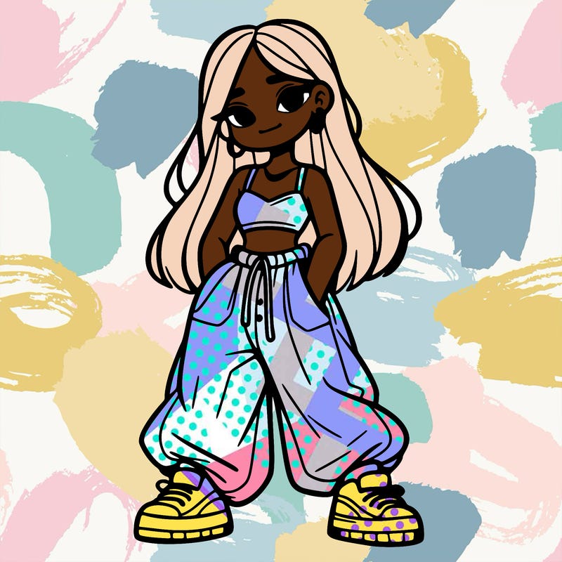 girl in crop top and baggy pants