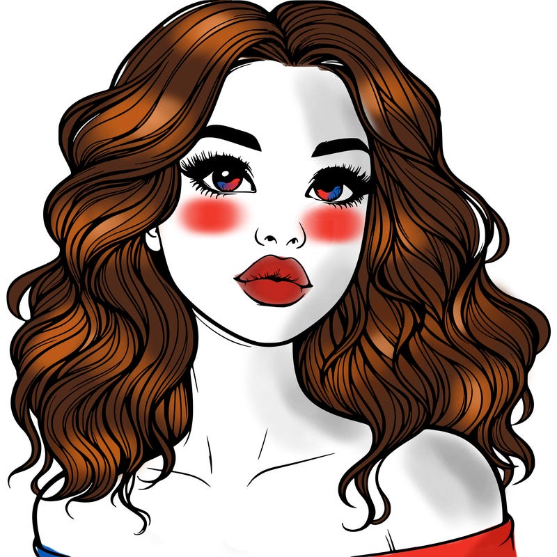 realistic girl with wavy hair and lips