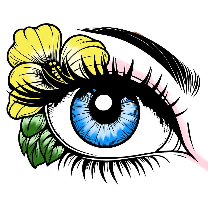 realistic eye with flower