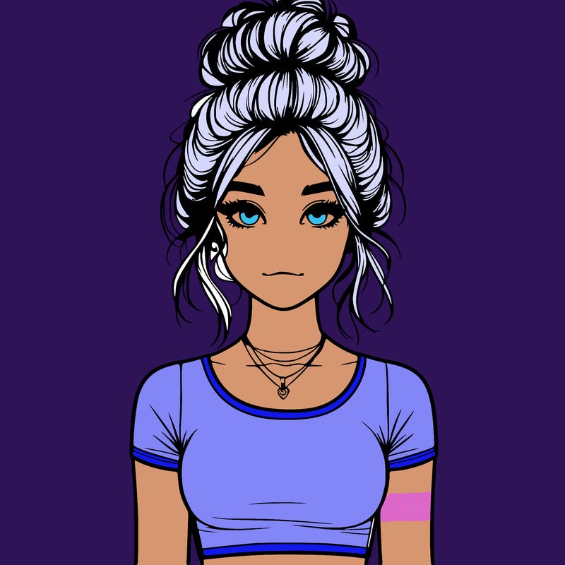 realistic girl with messy bun and croptop
